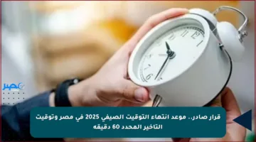 قرار صادر.. موعد انتهاء التوقيت الصيفي 2025 في مصر وتوقيت التأخير المحدد 60 دقيقة
